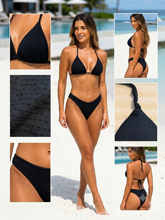 CK4 - Black Dotted Triangle Bikini