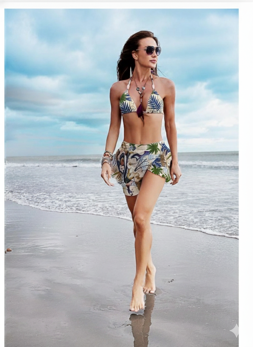 SM10 - COVER UP Pareo Skirt Palm