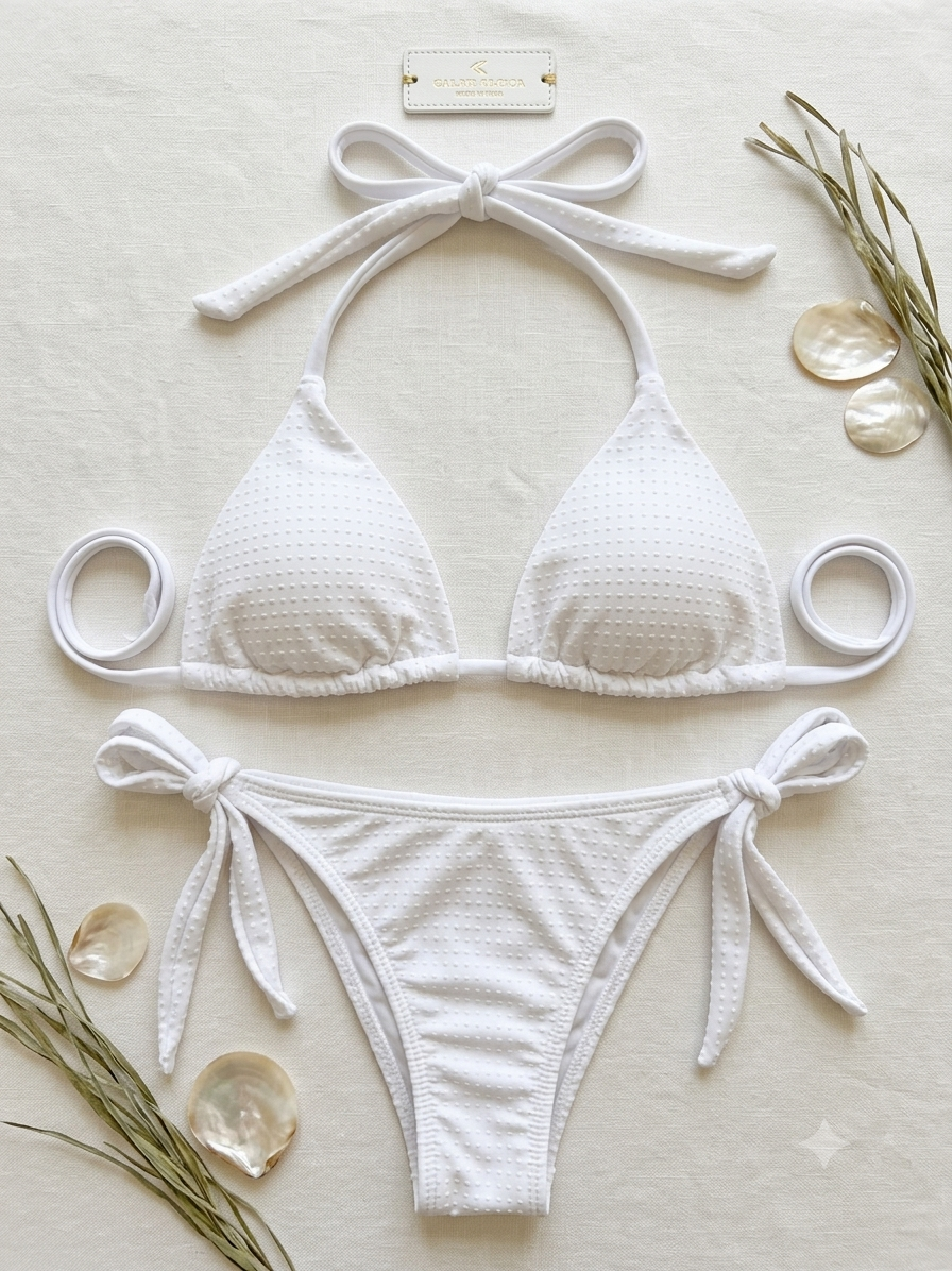 CK3 - Pearl Dotted Tie-Side Bikini Set
